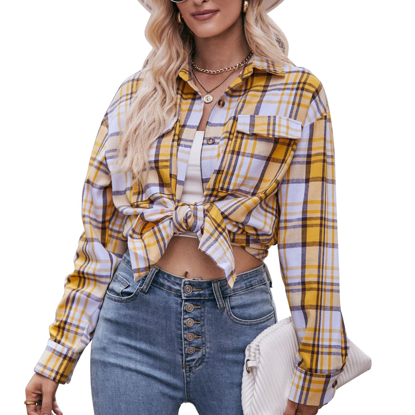Women's Autumn Winter Coat Casual Fashion Loose Plaid Shirt