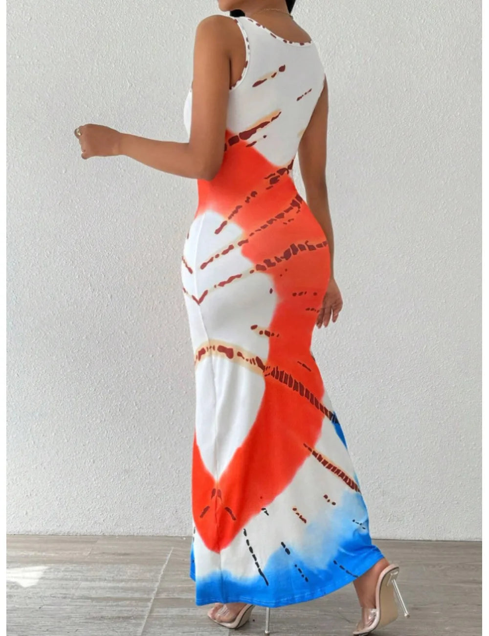 Chic plus-size tie-dye print dress for women