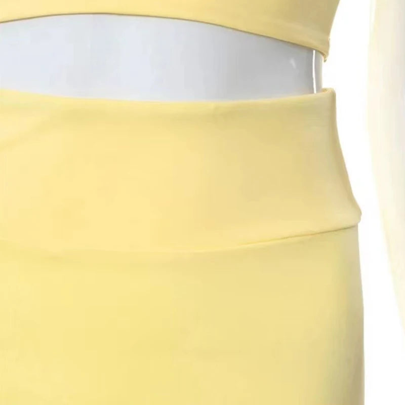 Neck Slim Fit Crop Top Short Skirt Running Yoga Sportswear