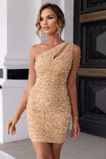 Contrast Sequin Sleeveless Mini Dress - MobbMall